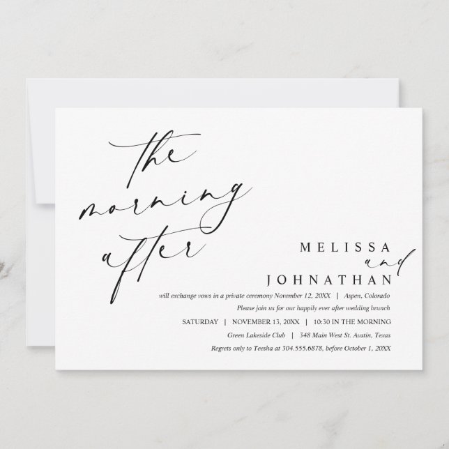 Invitation Le matin suivant, Post Mariage Brunch (Devant)