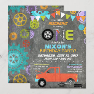 Invitation Le mécanicien de voiture embraye l'anniversaire de