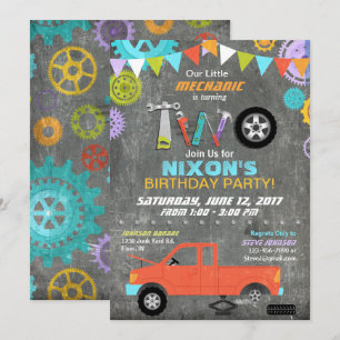 Invitation Le mécanicien de voiture embraye l'anniversaire de