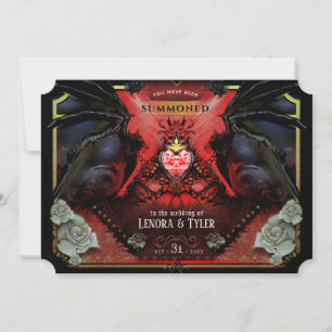 Invitation Le méchant Halloween Rouge Noir & Or Mariage
