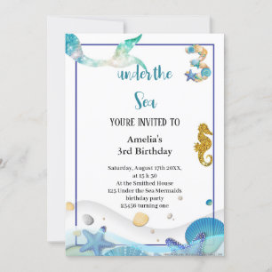 Invitation le meilleur joli pastel bleu mermaid anniversaire