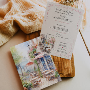 Invitation Le Menu du Jour Pink Café Enterrement de Vie de