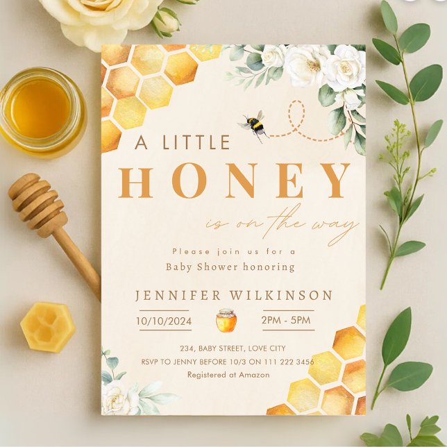 Invitation Le miel Baby shower d'abeilles est en route (Bee Baby Shower Honey is On the Way Invitation)