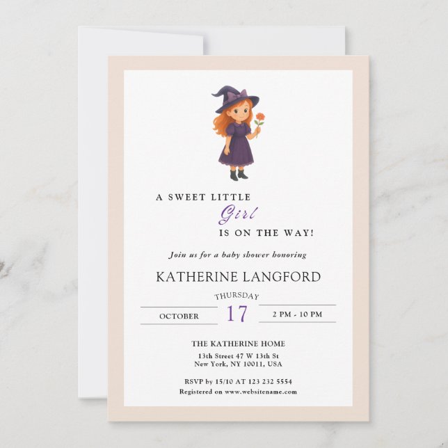 Invitation Le mignon ange sur le chemin Baby shower d'Hallowe (Devant)