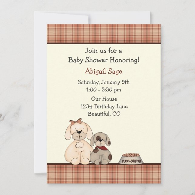 Invitation Le mignon Chien et le Baby shower de maman Garçon (Devant)