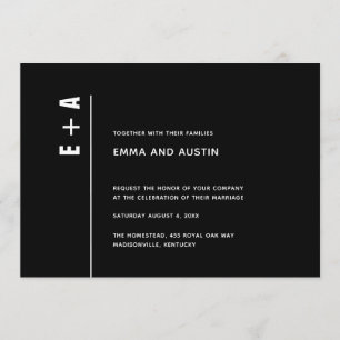 Invitation Le minimaliste moderne Black Bold Initials Mariage