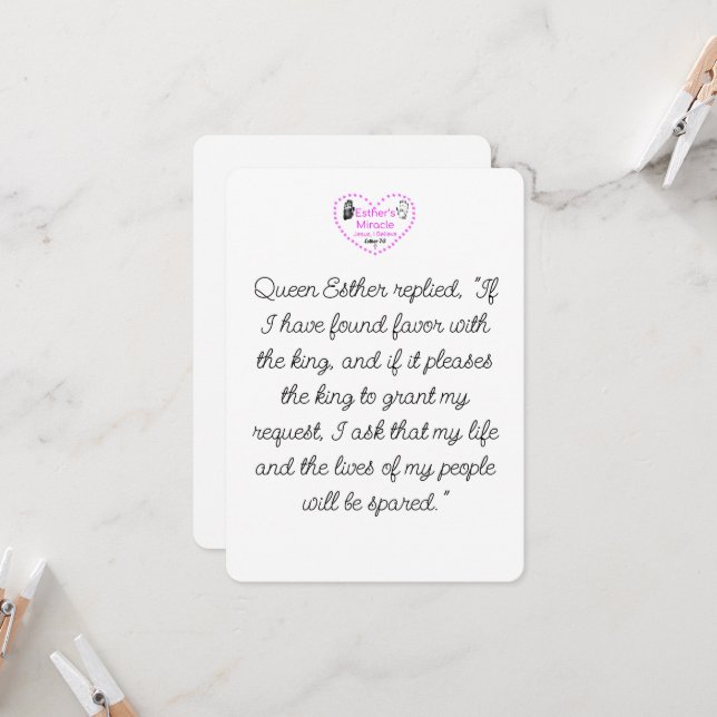 Invitation Le miracle d'Esther stationnaire avec des envelopp (Devant/Arrière en situation)