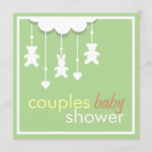 Invitation Le mobile vert doux couple l'invitation de baby