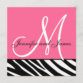 Invitation Le monogramme de zèbre d'invitations de mariage