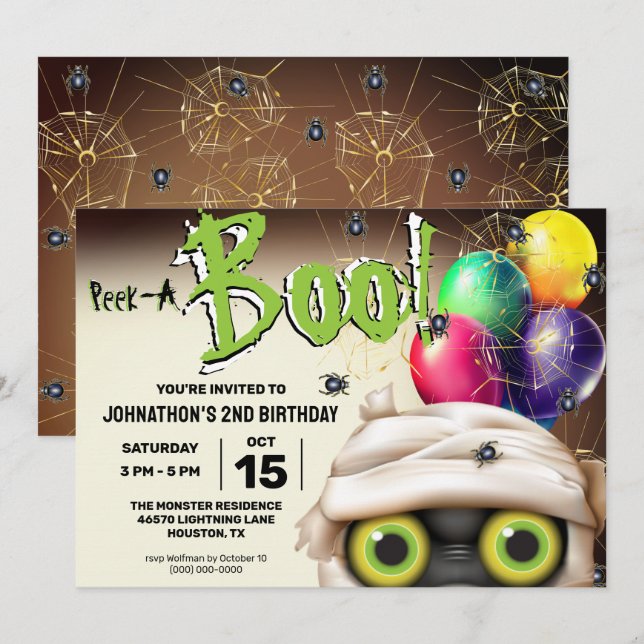 Invitation Le Monstre De La Maman D'Halloween Jette Un Coup D (Devant / Derrière)