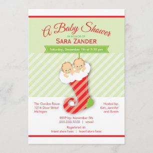 Invitation Le neutre jumelle l'invitation de baby shower