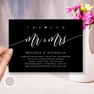 Invitation Le New Mr and Mrs, Modern Mariage Dinner Party