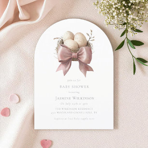 Invitation le nid est rose aquarelle baby shower minimal