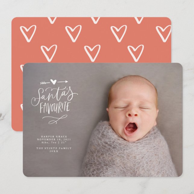 Invitation Le nouveau bébé Père Noël de Noël (Devant / Derrière)