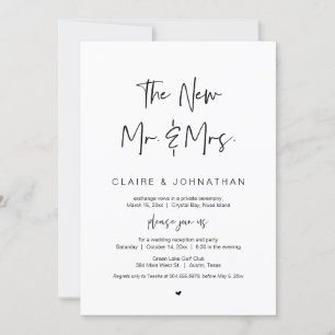 Invitation Le nouveau M. et Mme, Black, Elopement Mariage