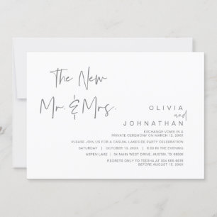 Invitation Le Nouveau M. et Mme, Mariage Elopement Party Invi