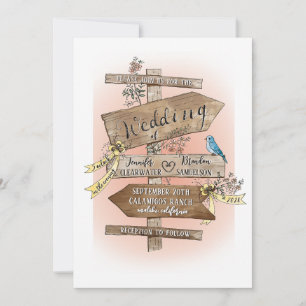 Invitation Le panneau de mariage dit Dessiné à la main Aquare