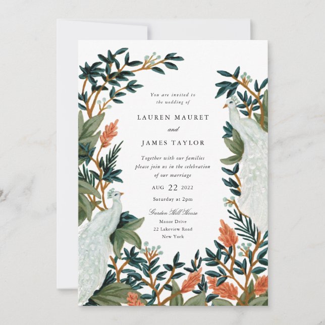 Invitation Le paon (Devant)