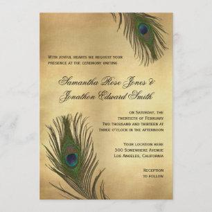 Invitation Le paon vintage de regard fait varier le pas du