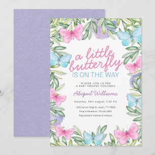 Invitation Le papillon du jardin sur le Baby shower de la fil