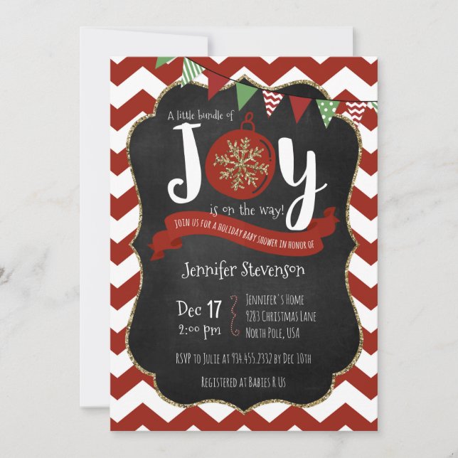 Invitation Le paquet de joie est sur le baby shower Invitatio (Devant)