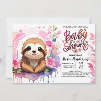 Invitation Le paradis de baby shower Sloth
