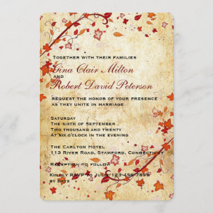 Invitation Le parchemin tourbillonne mariage de automne de