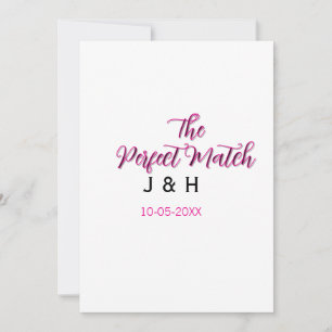 Invitation Le parfait match rose noir nom date mariage cou