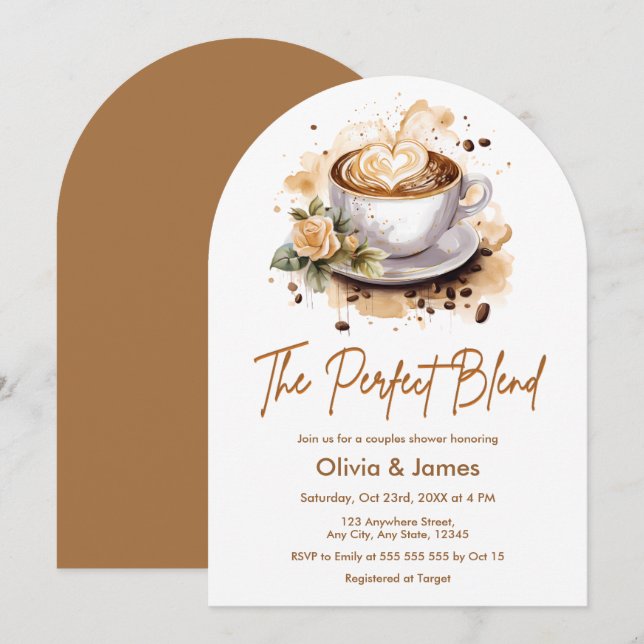Invitation Le Parfait Mélange Café Mariage Couples Douche (Devant / Derrière)