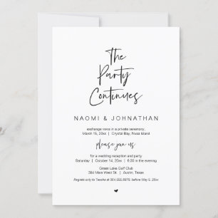 Invitation Le Parti Continue, Noir, Elopement Mariage