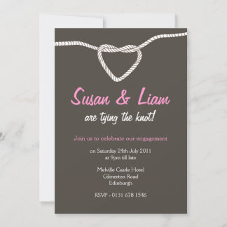 Invitation Le Parti de l'engagement du noeud en rose