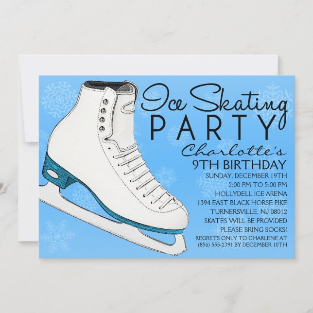 Invitation Le patin de bleu de ciel joint la fête (Devant)