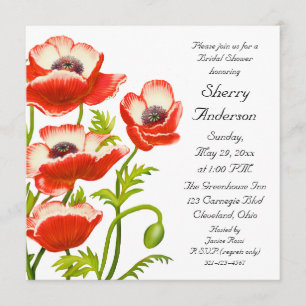Invitation Le pavot rouge de Picotee fleurit l'invitation de
