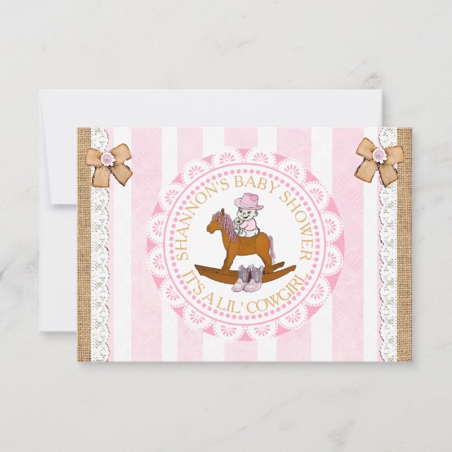 Invitation Le pays de la fille Lil' Cowgirl et le Baby shower (Devant)