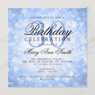 Invitation Le pays des merveilles bleu d'hiver de 30ème