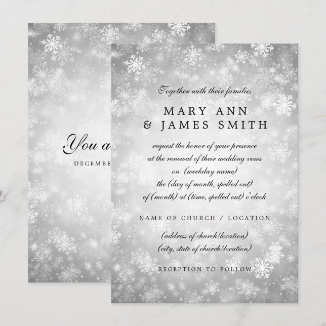 Invitation Le pays des merveilles d'hiver d'argent de (Devant / Derrière)