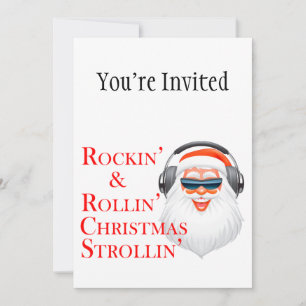 Invitation Le Père Noël Cool de Rockin avec casque