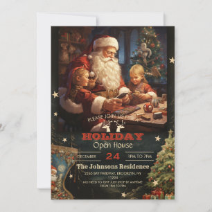 Invitation Le Père Noël et les enfants Peinture de Noël