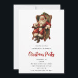 Invitation Le Père Noël rétro assis en chaise Noël<br><div class="desc">Invitation à la fête de Noël avec une image de style vintage avec le Père Noël classique assis dans un fauteuil démodé.</div>