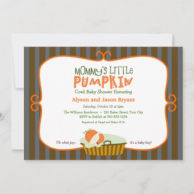 Invitation Le petit Baby shower Citrouille de maman (Devant)