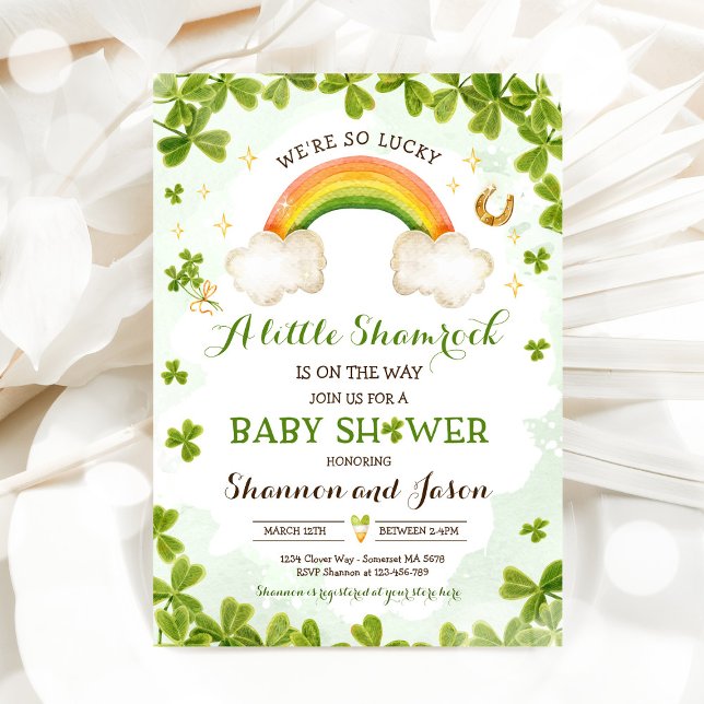 Invitation Le petit Baby shower Shamrock St Patrick's Boy Lit (Créateur téléchargé)