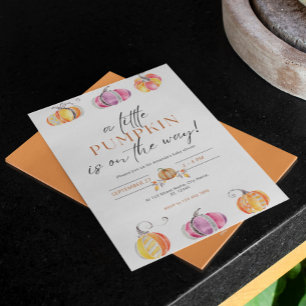 Invitation Le petit Citrouille est dans le chemin Baby shower