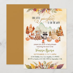 Invitation Le petit Citrouille est sur le chemin Baby shower
