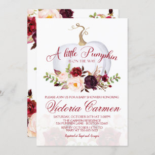 Invitation Le petit Citrouille Marsala et le Baby shower Blus