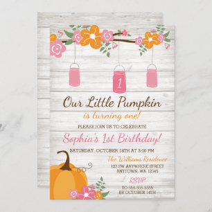 Invitation Le Petit Citrouille Mason Jars Fall Girl Premier A