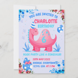 Invitation Le petit dinosaure veut faire la fête avec son ami