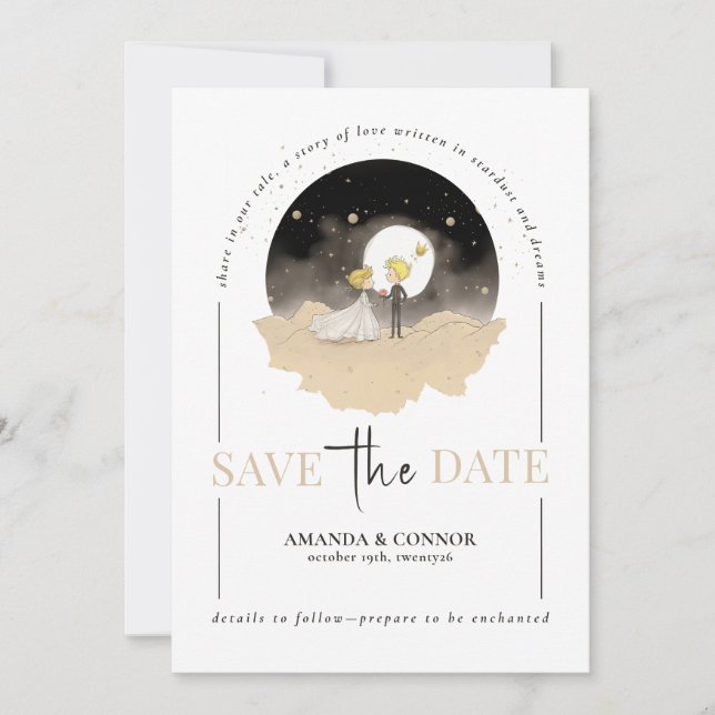 Invitation Le Petit Prince et Mariée Sauvez la date Invitatio (Devant)
