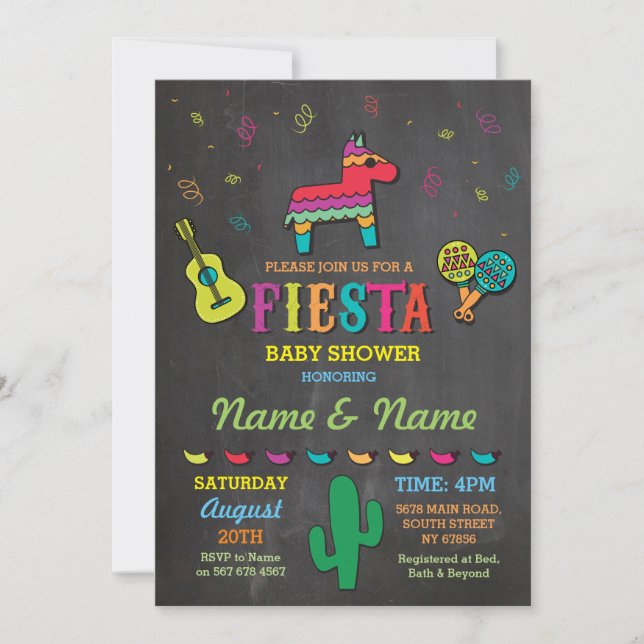 Invitation Le Pinata de craie de fiesta couple le baby shower (Devant)
