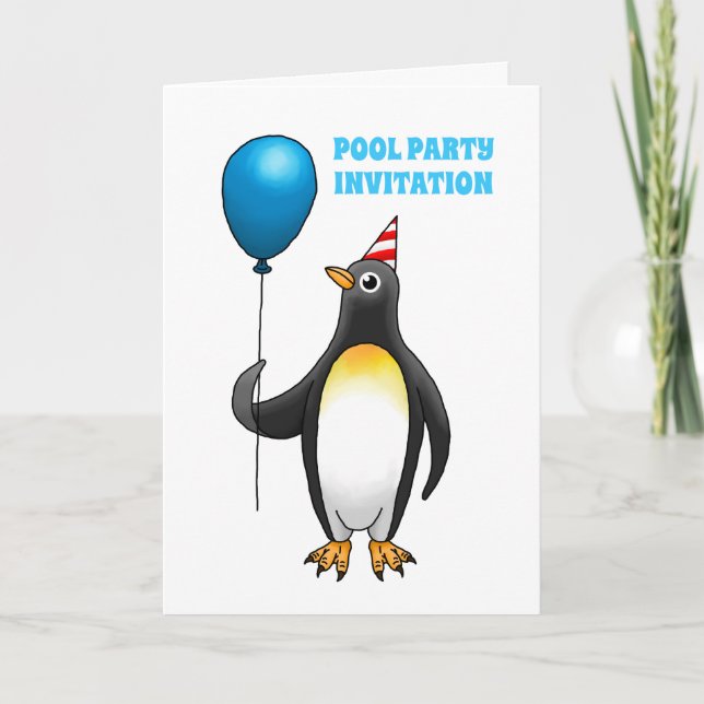 Invitation Le pingouin est prêt à faire la fête (Devant)