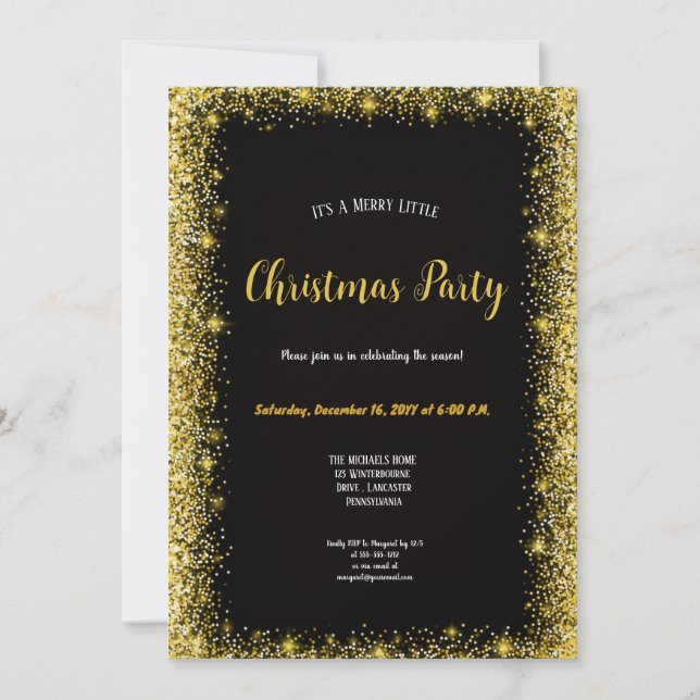 Invitation  le plus moderne Noël or et noir  (Devant)